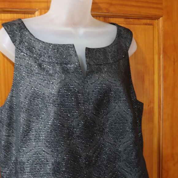 Classiques Entier Black Sleeveless Mini Swing Cocktail Dress Sparkly Metallic LG - Picture 4 of 14
